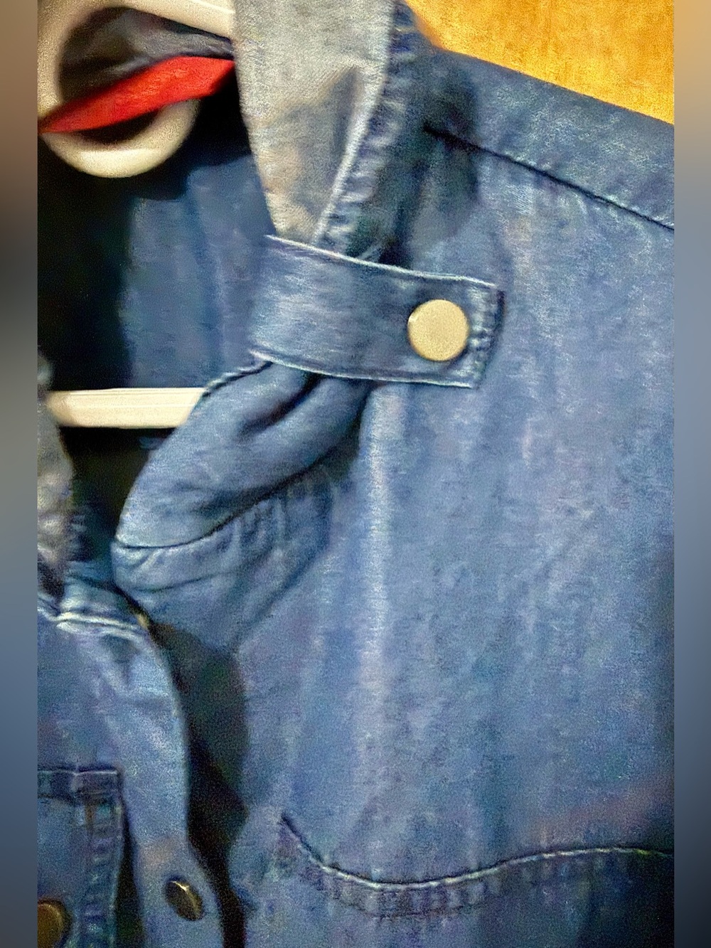 Jennifer Lopez, Blue Denim Short-Sleeve, NWT, Button-Front Shirt, XS, P2P:18” - Picture 4 of 6